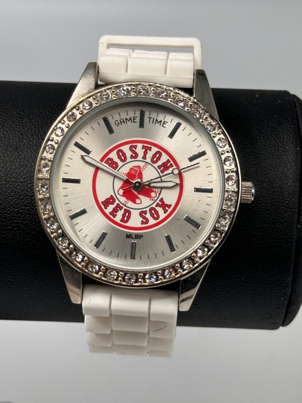 Game Time Boston Red Sox Watch Women Silver Tone White Band New Battery